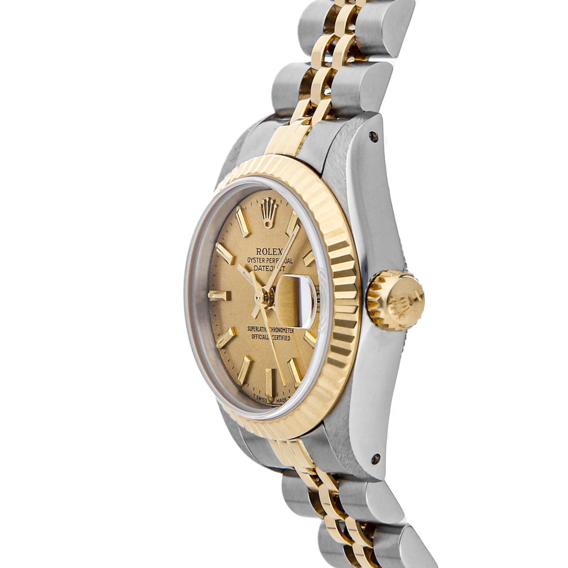 

Rolex Champagne 18K Yellow Gold And Stainless Steel Datejust 69173 Women's Wristwatch 26 MM