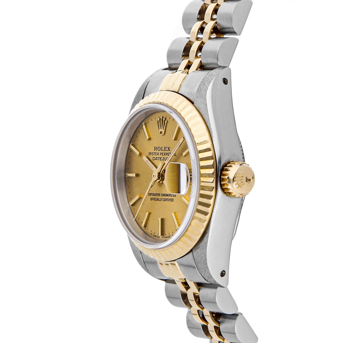 

Rolex Champagne 18K Yellow Gold And Stainless Steel Datejust 69173 Women's Wristwatch 26 MM