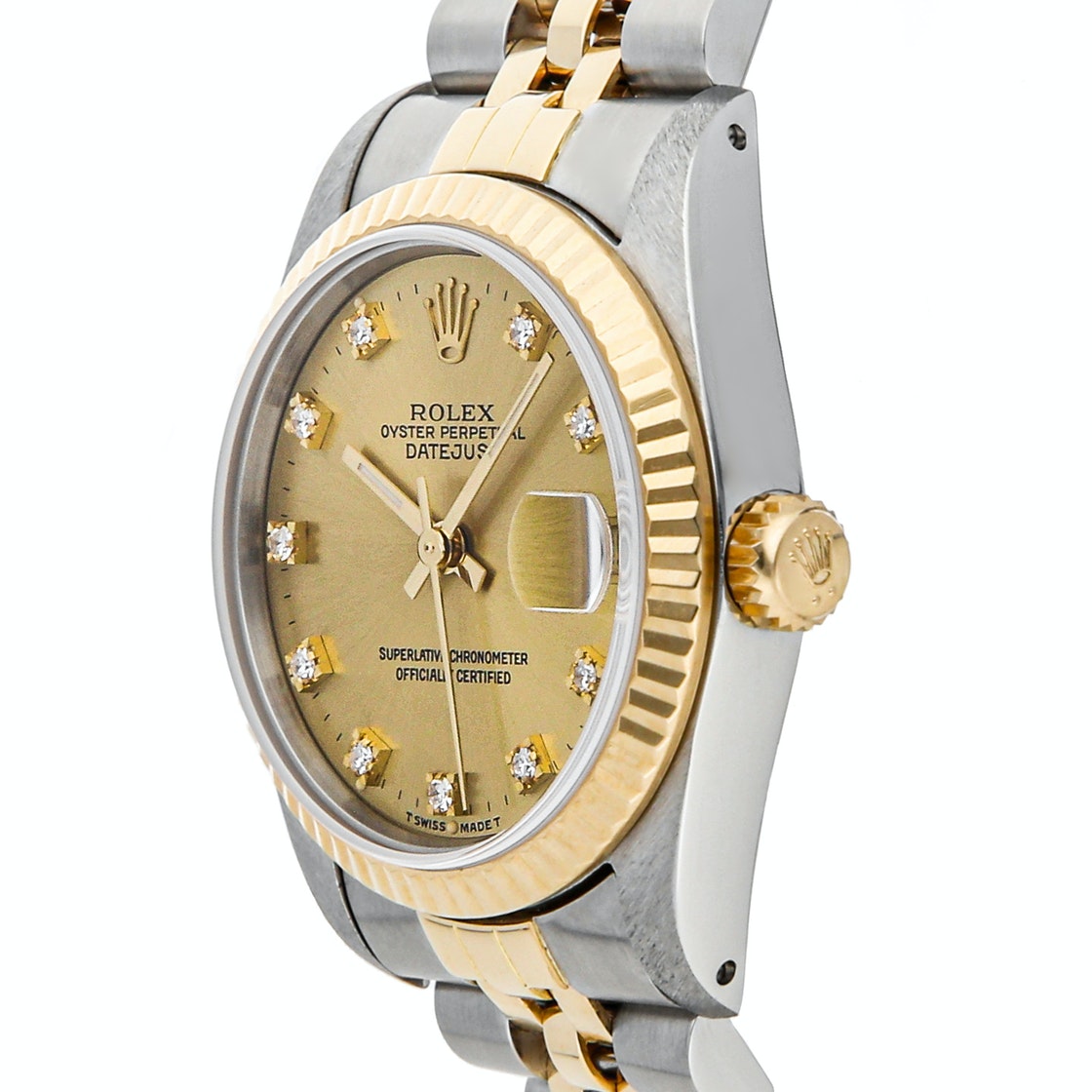 

Rolex Champagne Diamonds 18K Yellow Gold And Stainless Steel Datejust 68273 Women's Wristwatch 31 MM
