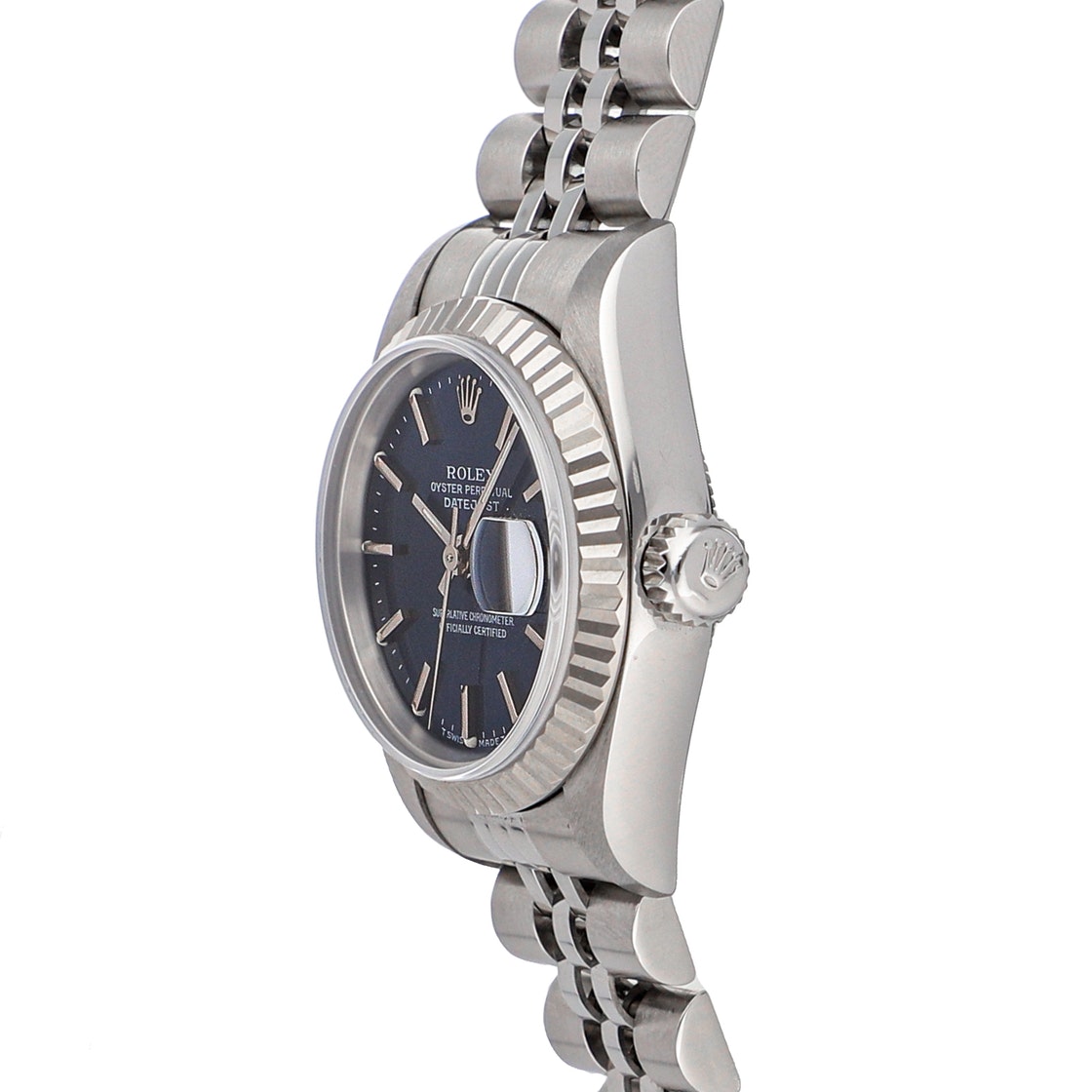 

Rolex Blue 18k White Gold And Stainless Steel Datejust 69174 Women's Wristwatch 26 MM