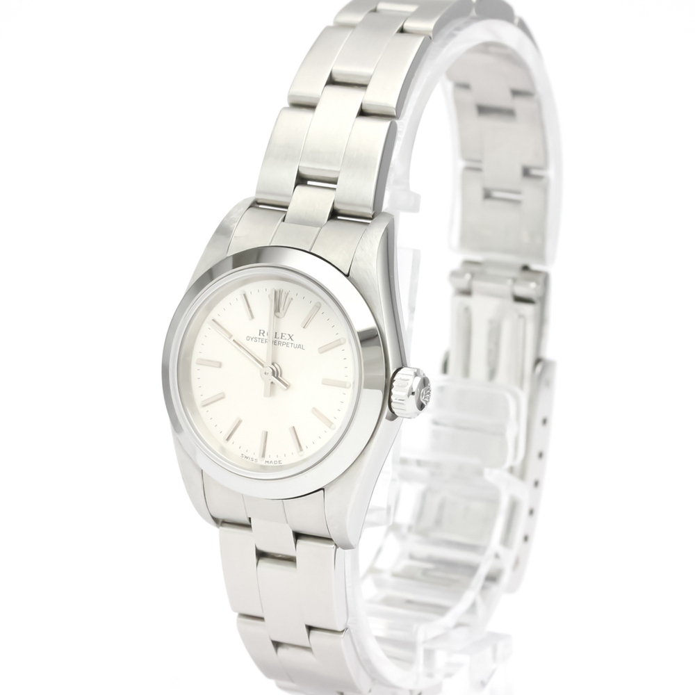 

Rolex Silver Stainless Steel Oyster Perpetual 76080 Automatic Women's Wristwatch 24 MM