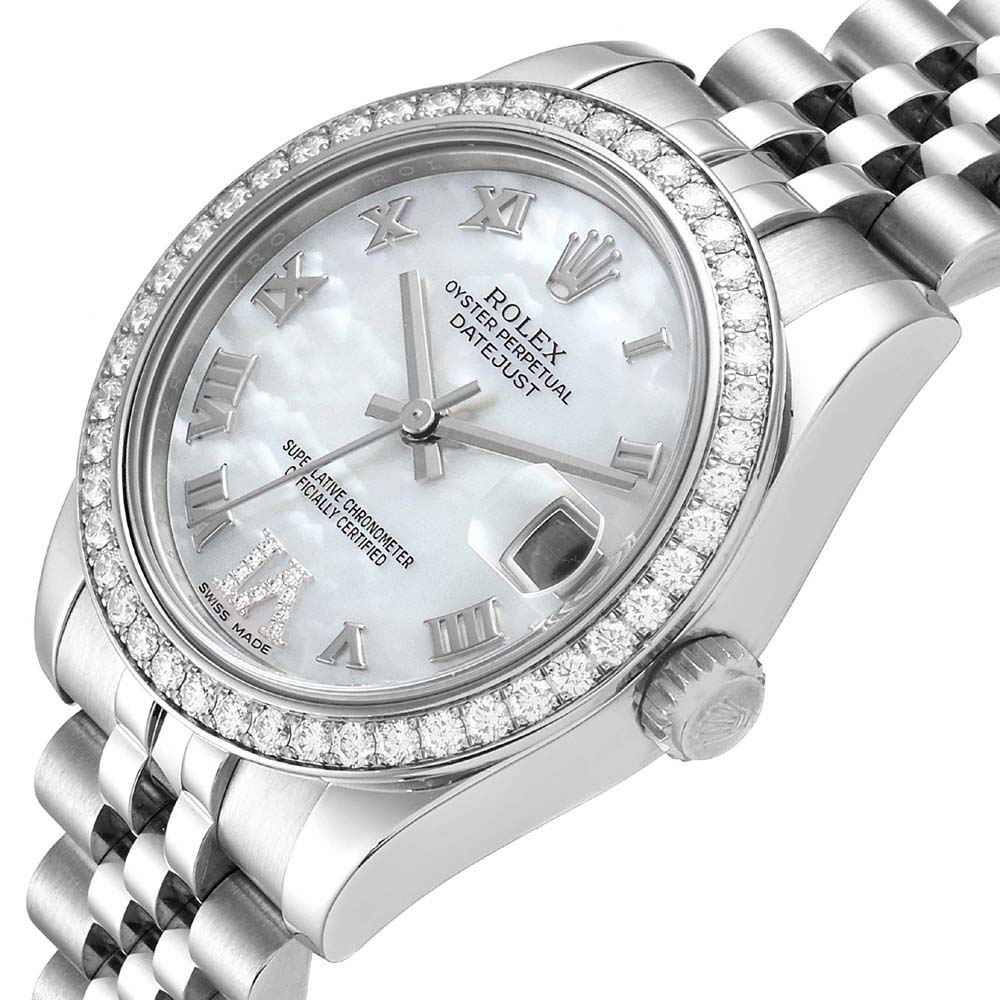 

Rolex MOP Diamonds White Gold Datejust 178384 Women's Wristwatch 31 MM