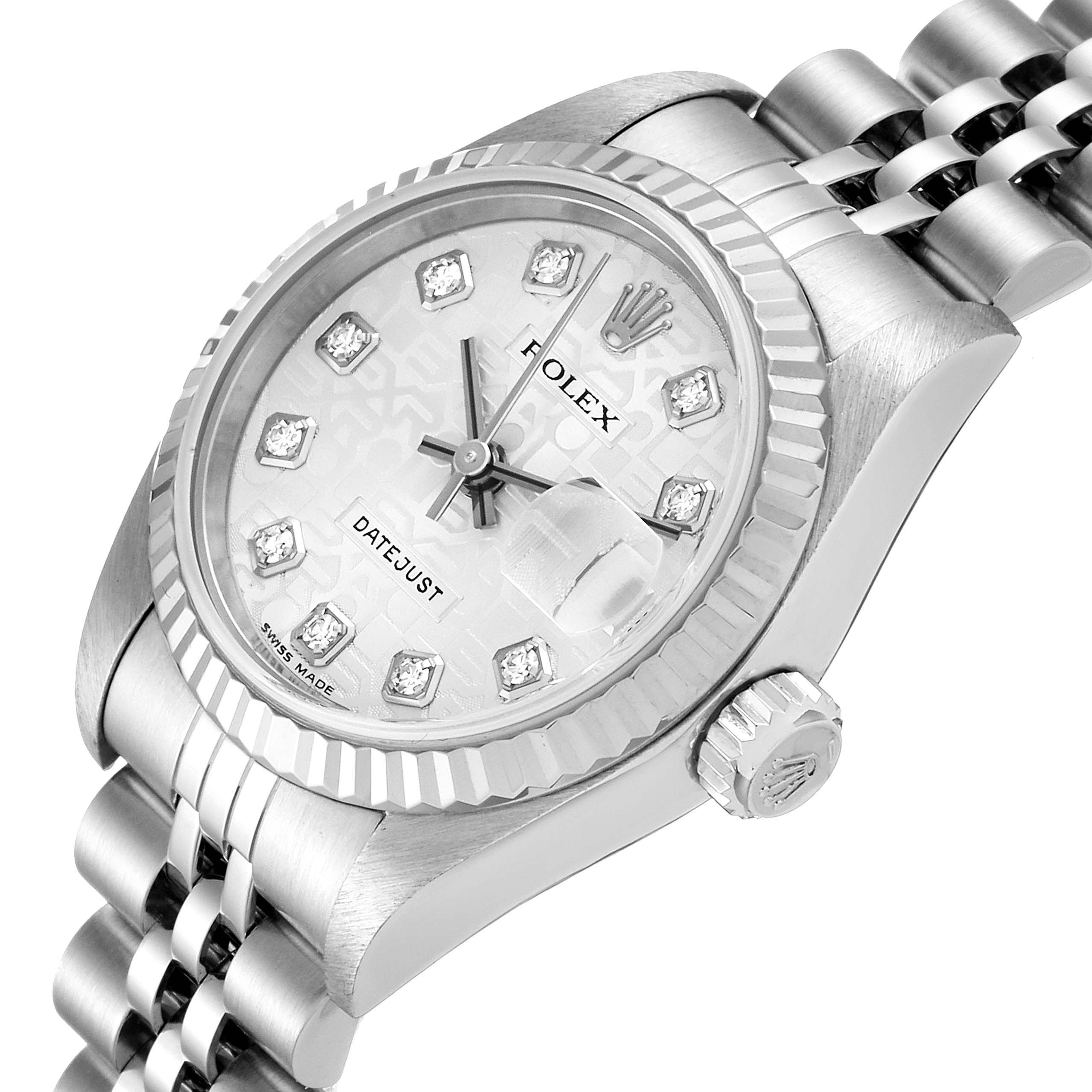 

Rolex Silver Diamonds 18K White Gold And Stainless Steel Datejust 79174 Women's Wristwatch 26 MM