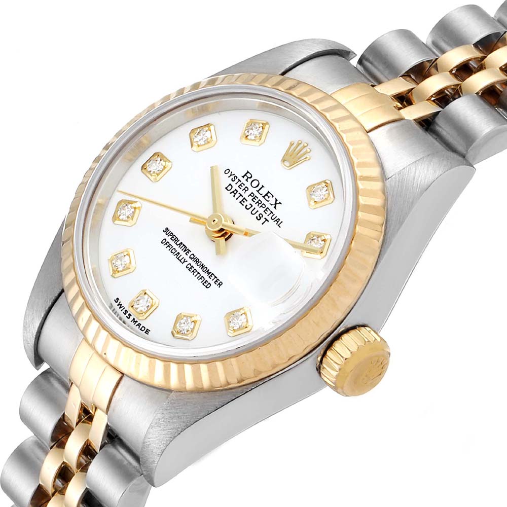 

Rolex White Diamonds 18K Yellow Gold And Stainless Steel Datejust 79173 Women's Wriswatch 26 MM