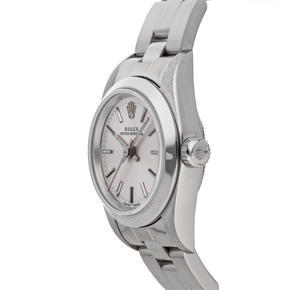 

Rolex Silver Stainless Steel Oyster Perpetual 76080 Women's Wristwatch 24 MM