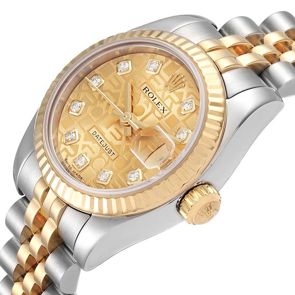 

Rolex Champagne Diamonds 18K Yellow Gold And Stainless Steel Datejust 179173 Women's Wristwatch 26 MM