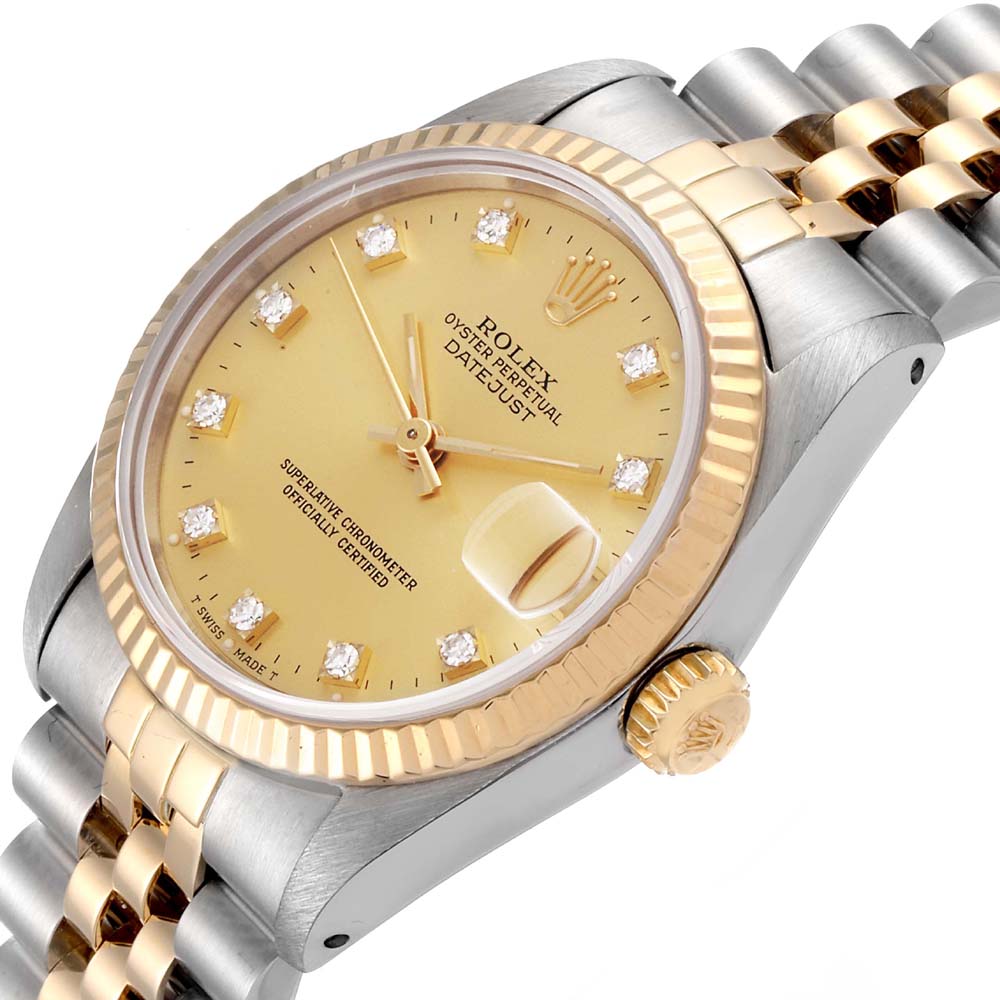

Rolex Champagne 18K Yellow Gold And Stainless Steel Datejust 68273 Automatic Women's Wristwatch 31 MM