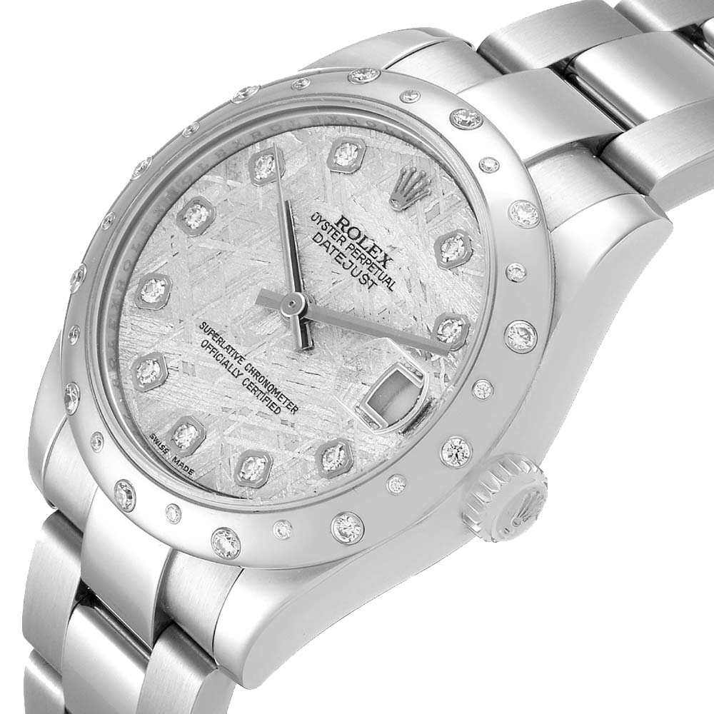 

Rolex Silver Diamonds Stainless Steel Datejust 78344 Women's Wristwatch 31 MM