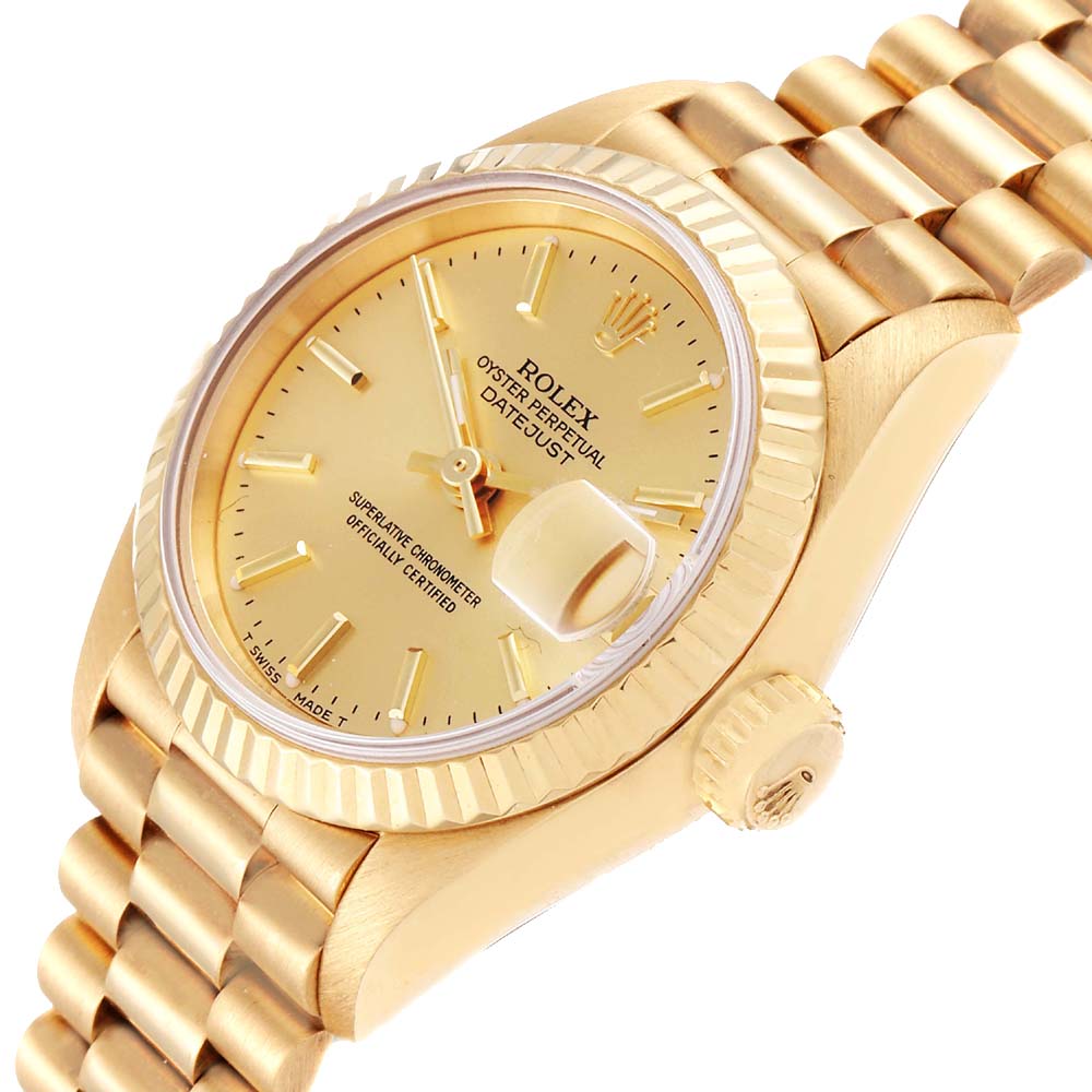 

Rolex Champagne 18K Yellow Gold President Datejust 69178 Women's Wristwatch 26 MM