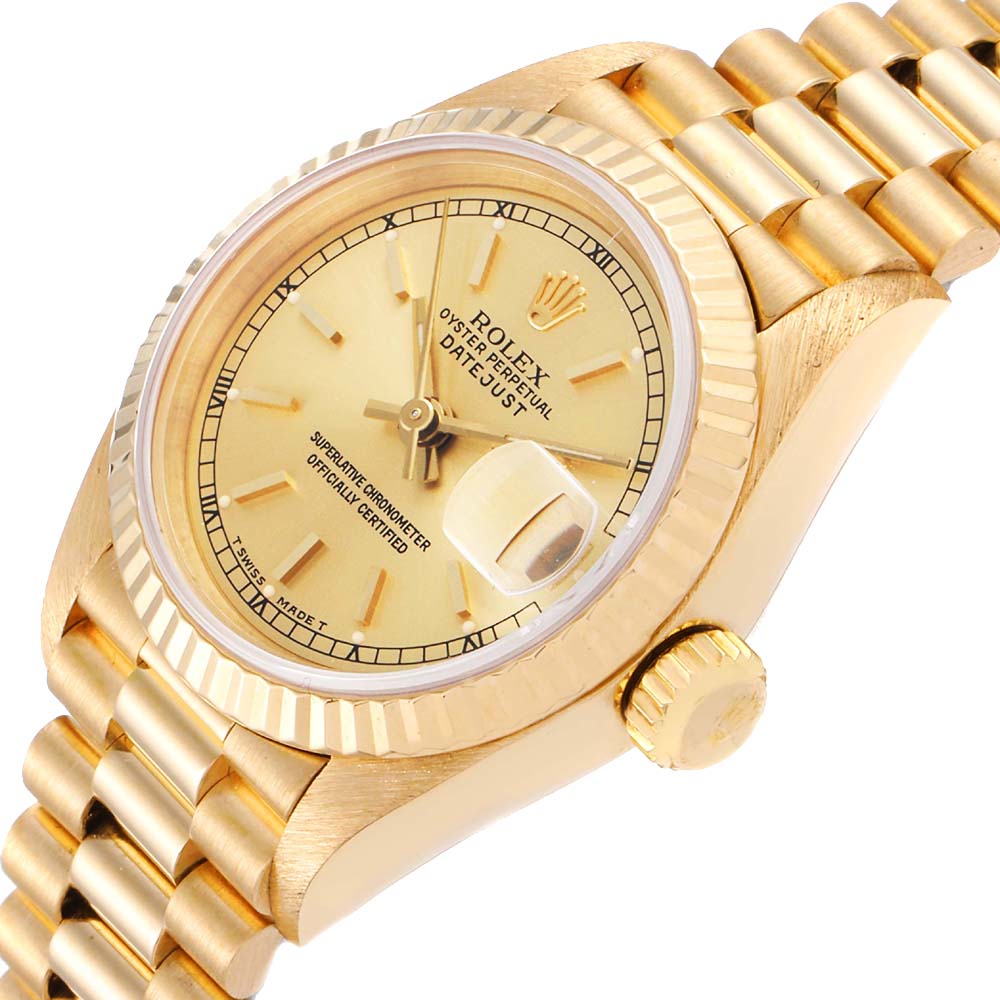 

Rolex Champagne 18K Yellow Gold President Datejust 69178 Women's Wristwatch 26 MM