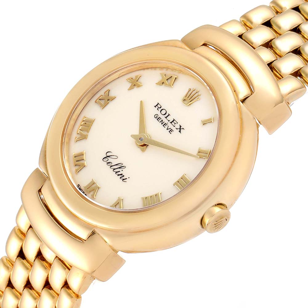 

Rolex Ivory 18K Yellow Gold Cellini 6621 Women's Wristwatch 26 MM, White
