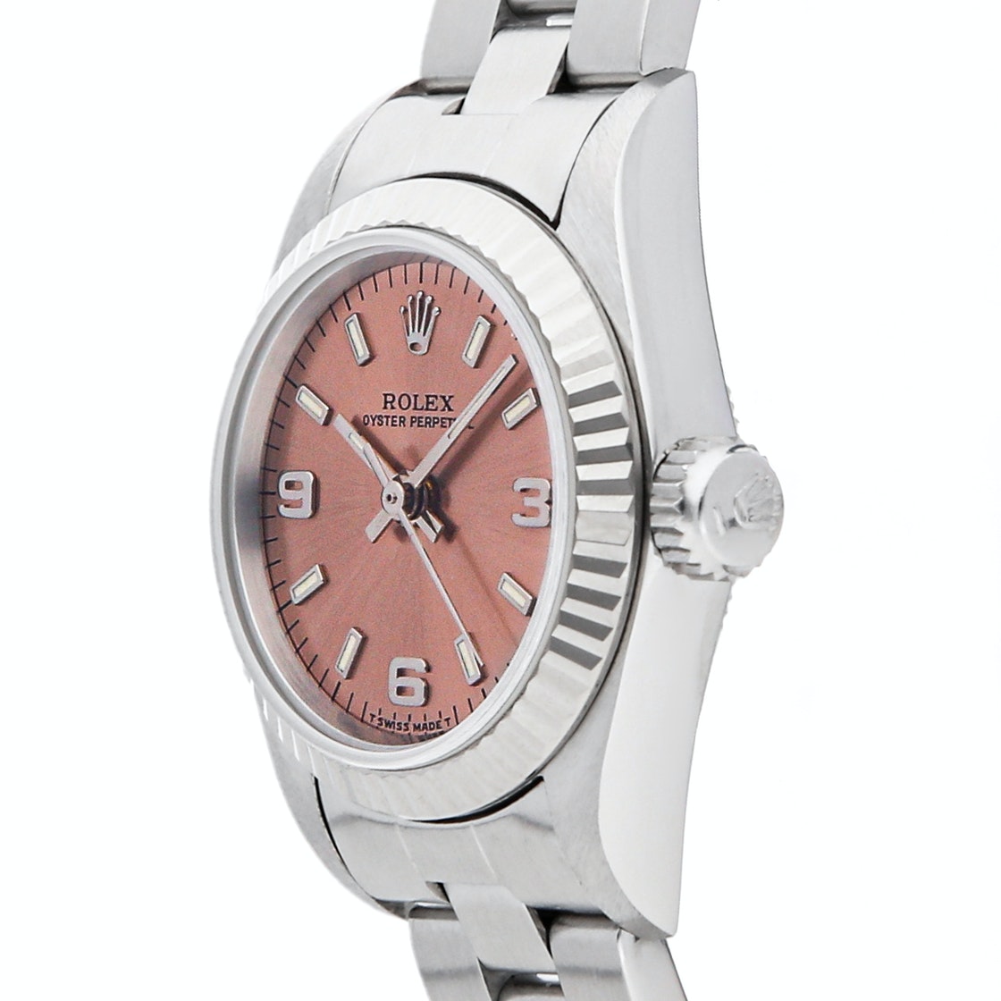 

Rolex Rose Stainless Steel Oyster Perpetual 69174 Women's Wristwatch 24 MM, Pink