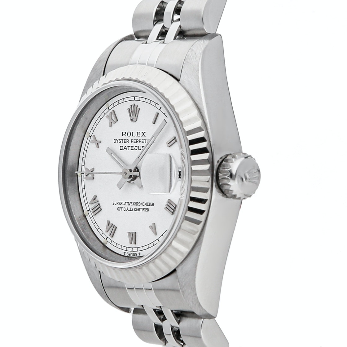 

Rolex Silver 18K White Gold And Stainless Steel Datejust 69174 Women's Wristwatch 26 MM