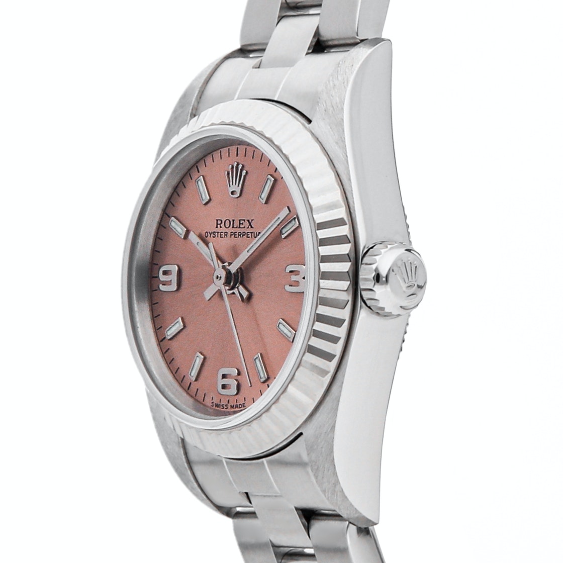 

Rolex Pink Stainless Steel Oyster Perpetual 76094 Women's Wristwatch 24 MM