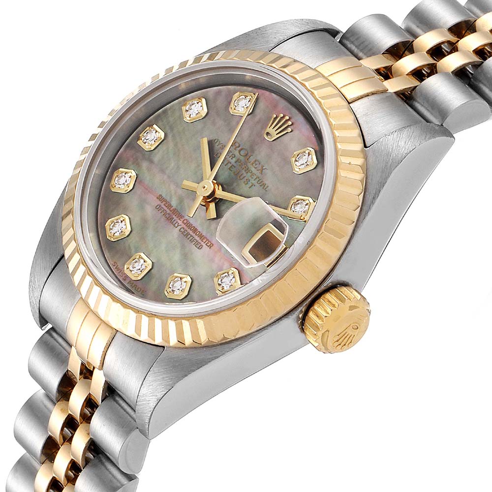 

Rolex MOP Diamonds 18K Yellow Gold And Stainless Steel Datejust 79173 Women's Wristwatch 26 MM, Multicolor