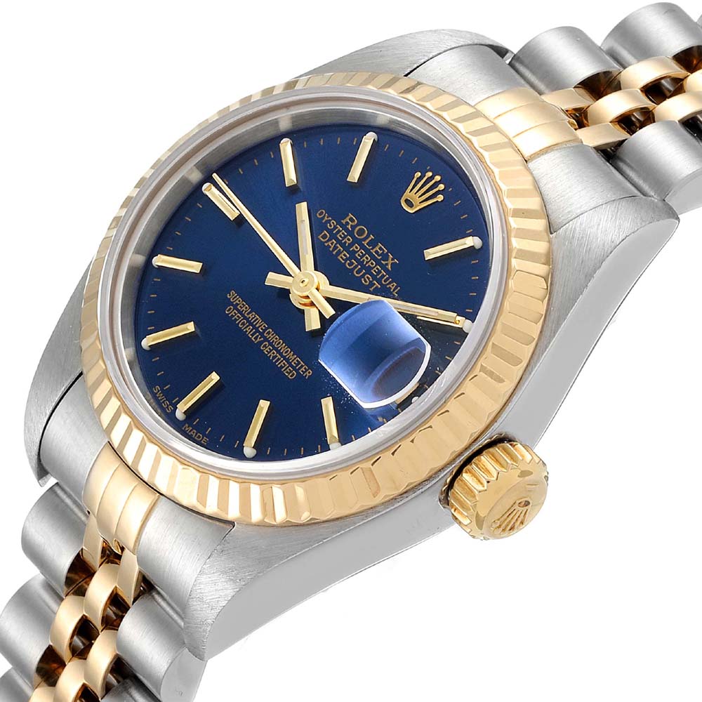 

Rolex Blue 18K Yellow Gold And Stainless Steel Datejust 79173 Women's Wristwatch 26 MM