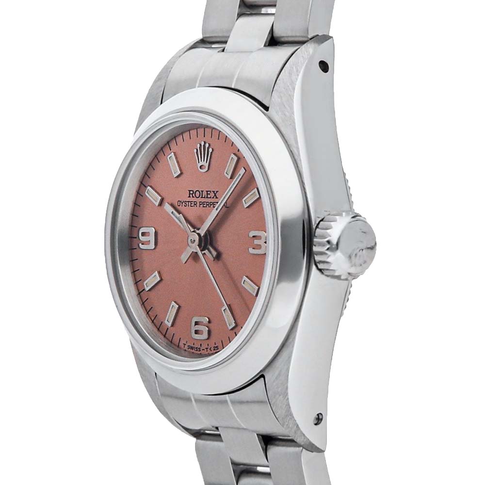 

Rolex Pink Stainless Steel Oyster Perpetual 67180 Women's Wristwatch 26 MM