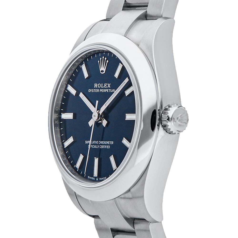 

Rolex Blue Stainless Steel Oyster Perpetual 277200 Automatic Men's Wristwatch 31 MM