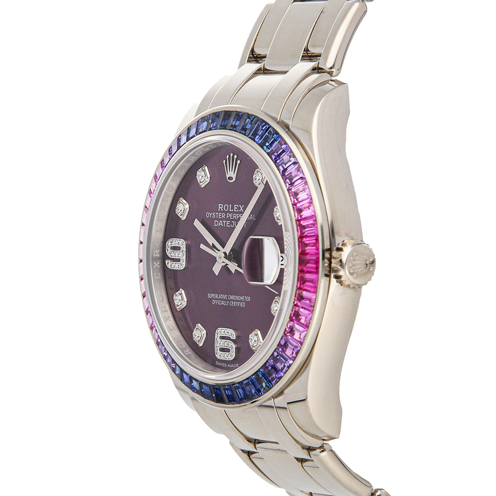 

Rolex Purple Diamonds 18K White Gold Pearlmaster Datejust 86349SAFUBL Women's Wristwatch 39 MM