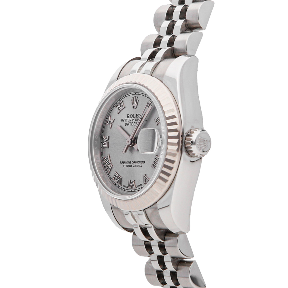 

Rolex Silver 18K White Gold And Stainless Steel Datejust 179174 Women's Wristwatch 26 MM