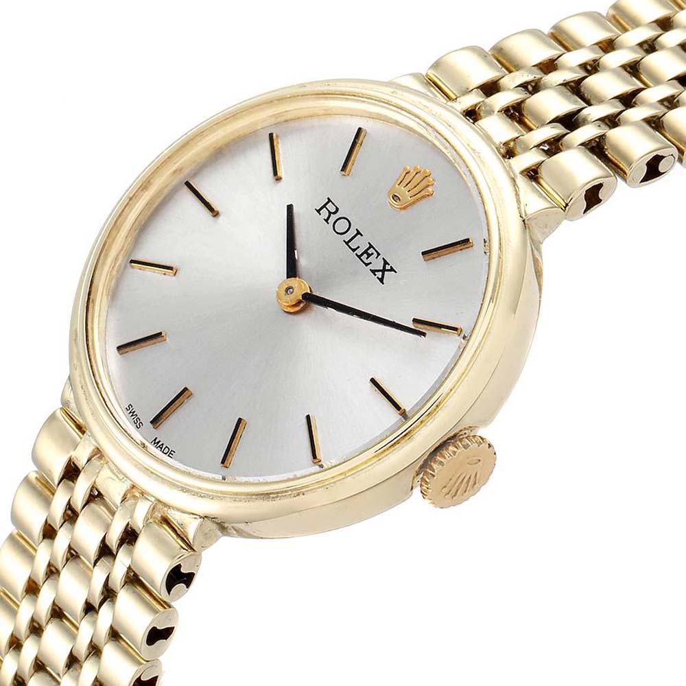 

Rolex Silver 14k Yellow Gold Vintage Cocktail Women's Wristwatch 24 MM