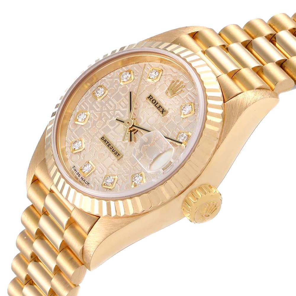 

Rolex Champagne Diamonds 18K Yellow Gold President Datejust 79178 Women's Wristwatch 26 MM