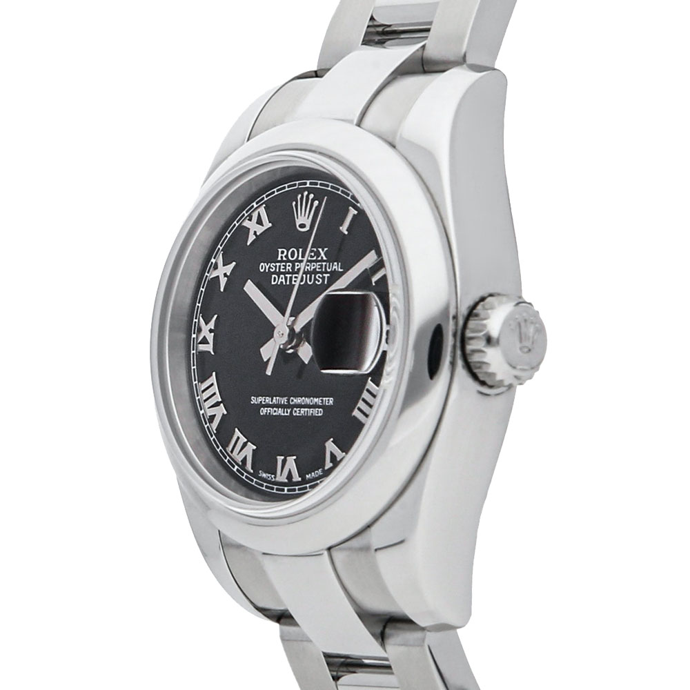 

Rolex Black Stainless Steel Datejust 179160 Women's Wristwatch 26 MM