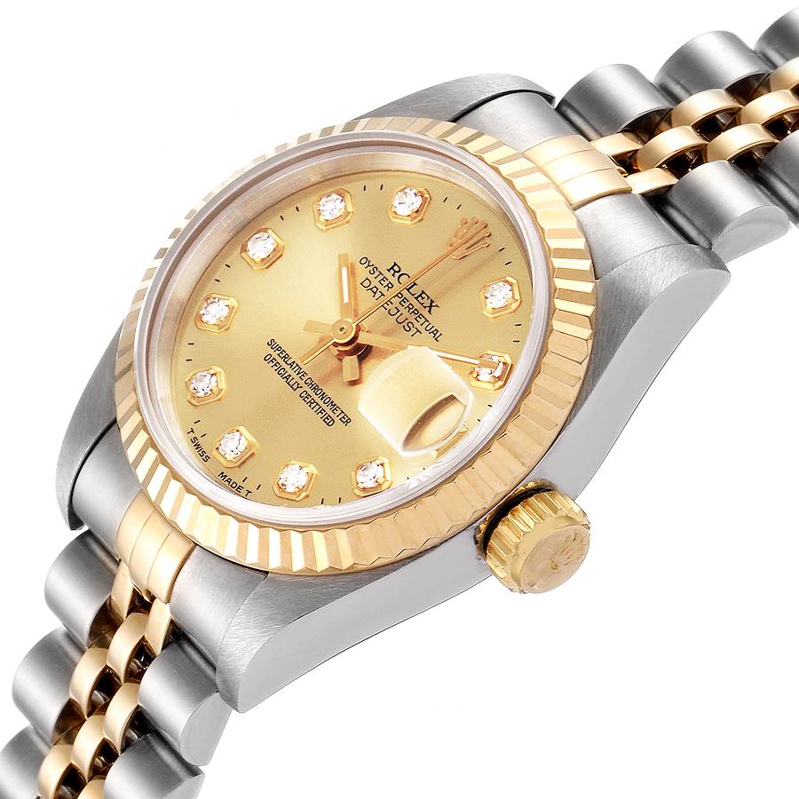 

Rolex Champagne Diamonds 18K Yellow Gold And Stainless Steel Datejust 69173 Women's Wristwatch 26 MM