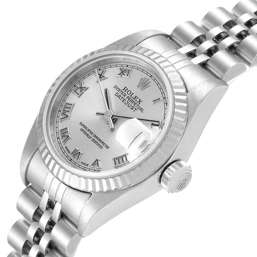 

Rolex Silver 18K White Gold And Stainless Steel Datejust 179174 Women's Wristwatch 26 MM