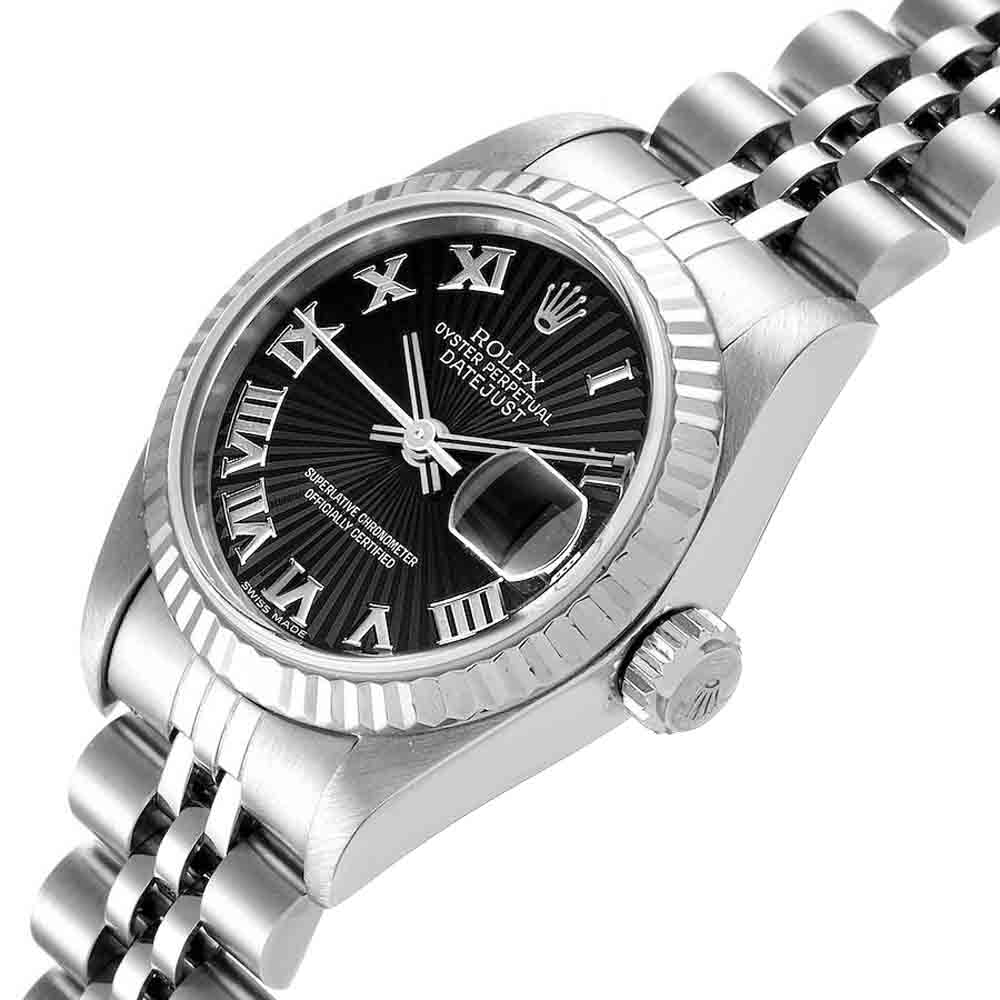 

Rolex Black 18K White Gold And Stainless Steel Datejust 79174 Women's Wristwatch 26 MM