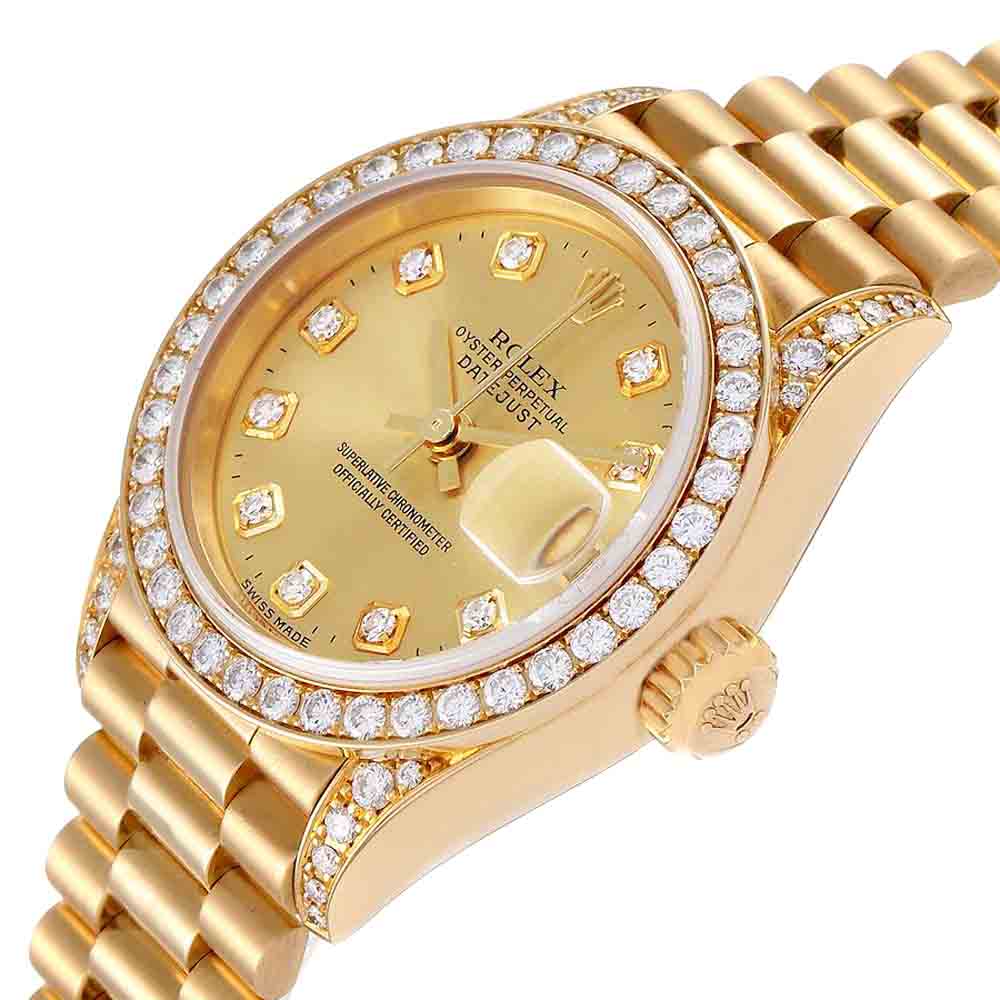 

Rolex Champagne Diamonds 18k Yellow Gold President 79158 Women's Wristwatch 26 MM