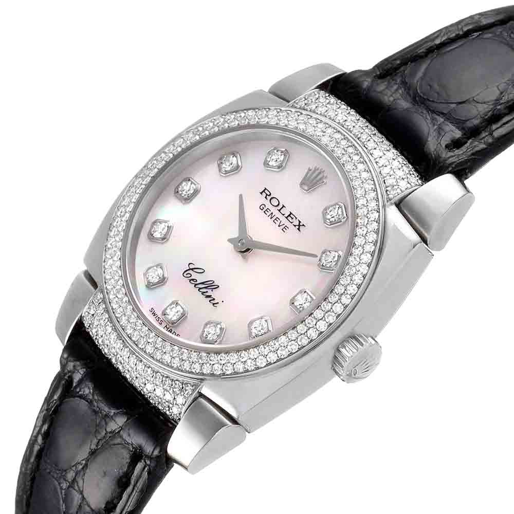 

Rolex Diamonds MOP 18K White Gold Cellini Cestello 6311 Women's Wristwatch 26 MM