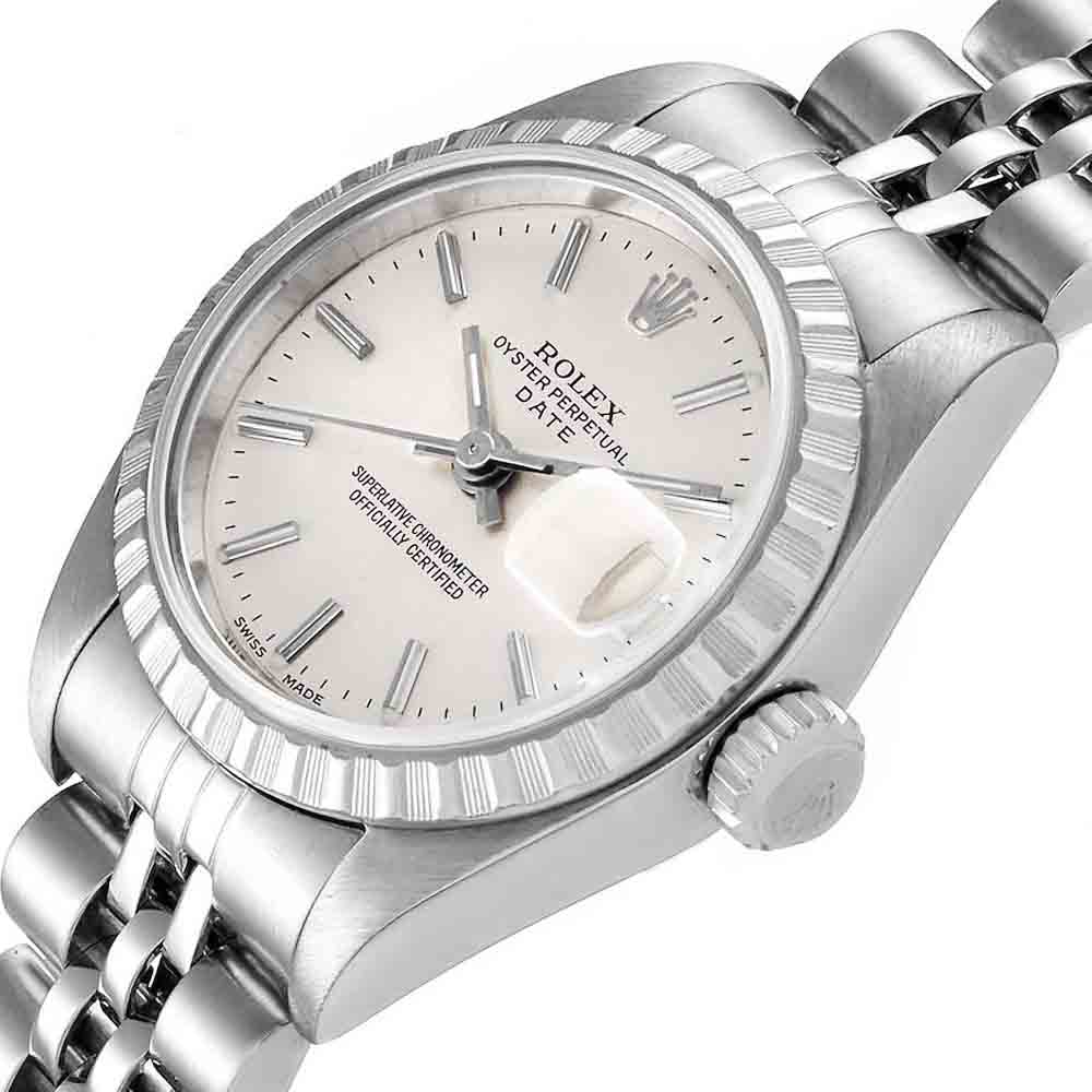 

Rolex Silver Stainless Steel Oyster Perpetual Date 79240 Women's Wristwatch 26 MM