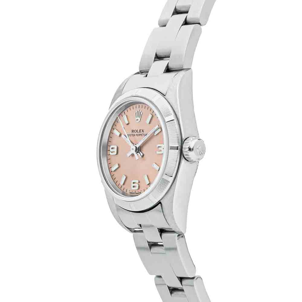 

Rolex Salmon Stainless Steel Oyster Perpetual 76030 Women's Wristwatch 24 MM, Pink