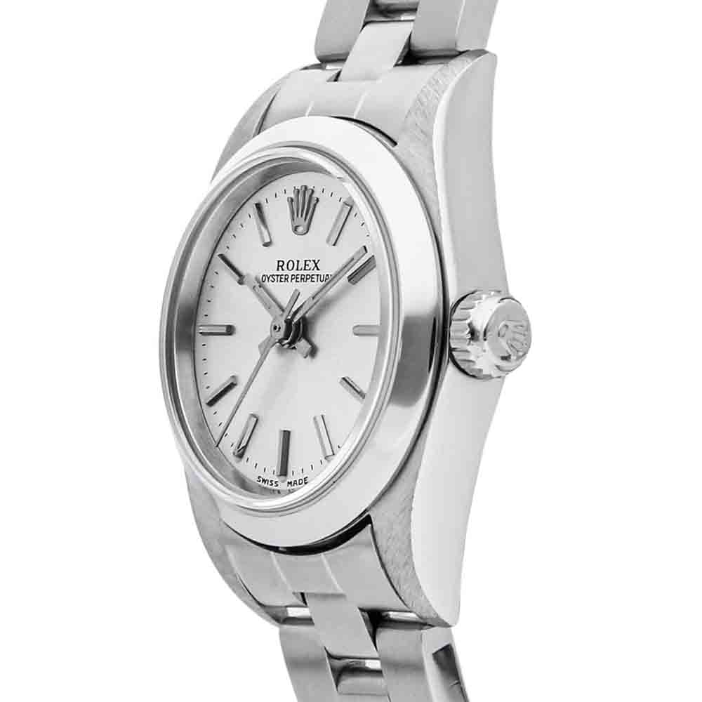 

Rolex Silver Stainless Steel Oyster Perpetual 76080 Women's Wristwatch 24 MM