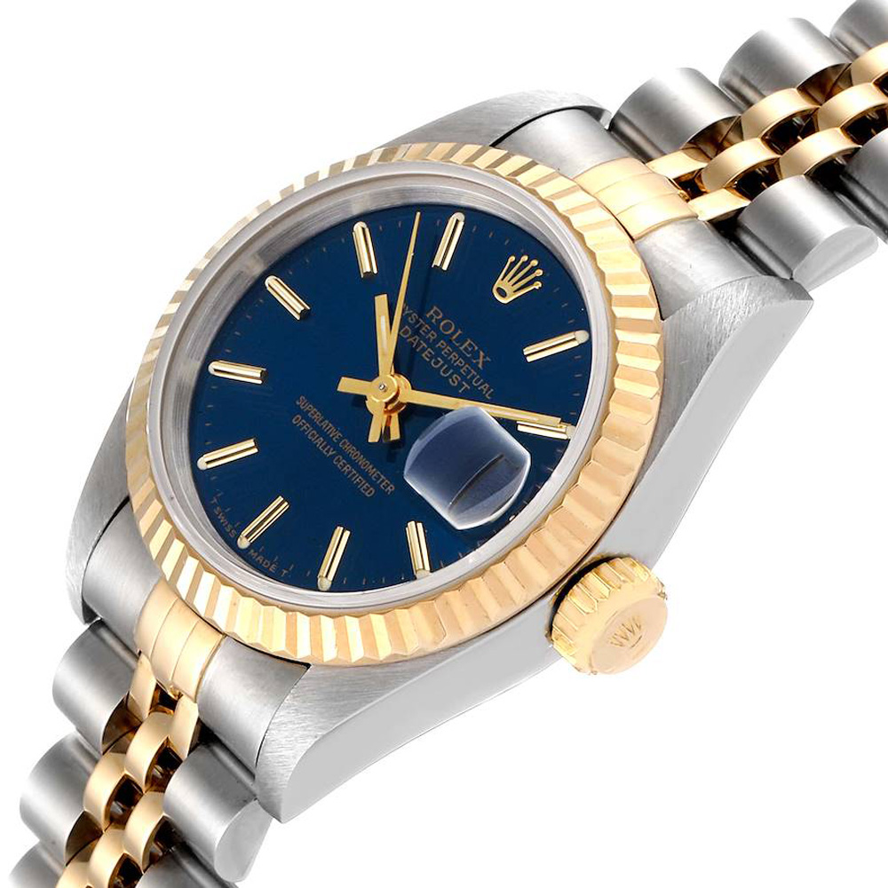 

Rolex Blue 18K Yellow Gold And Stainless Steel Datejust 69173 Women's Wristwatch 26 MM
