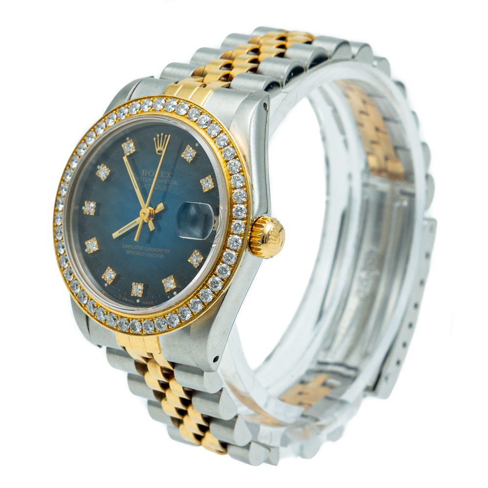 

Rolex Blue Datejust Steel & Yellow Gold Diamonds Women's Watch