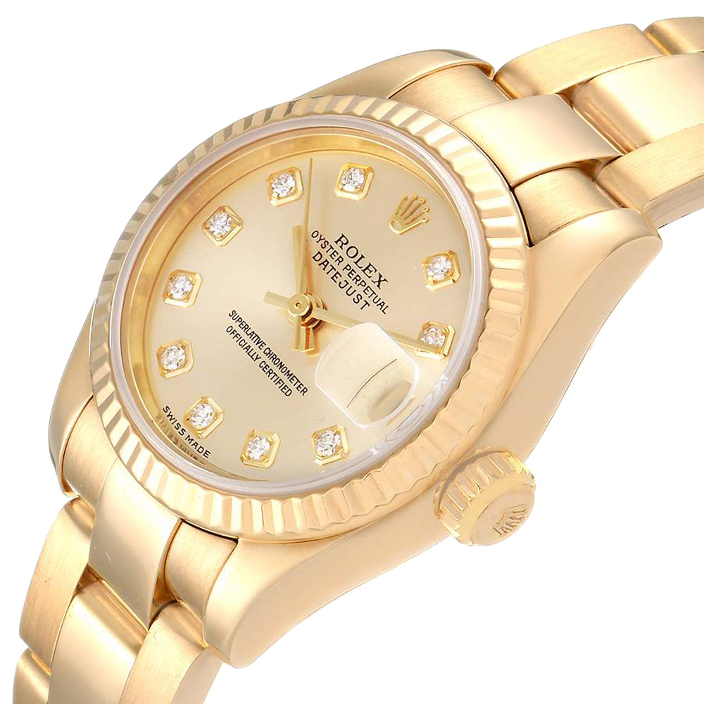 

Rolex Champagne Diamonds 18K Yellow Gold President Datejust 179178 Women's Wristwatch 26 MM