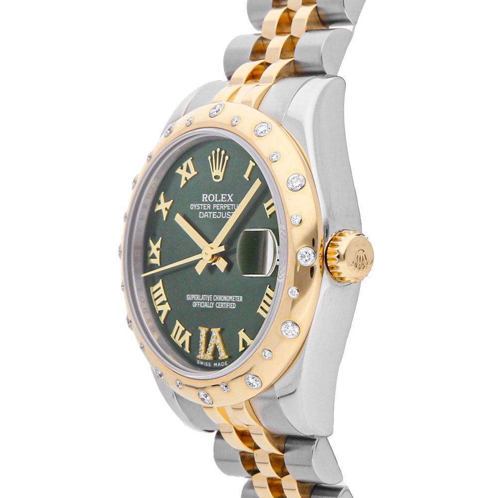 

Rolex Green Diamonds 18K Yellow Gold And Stainless Steel Datejust 178343 Women's Wristwatch 31 MM