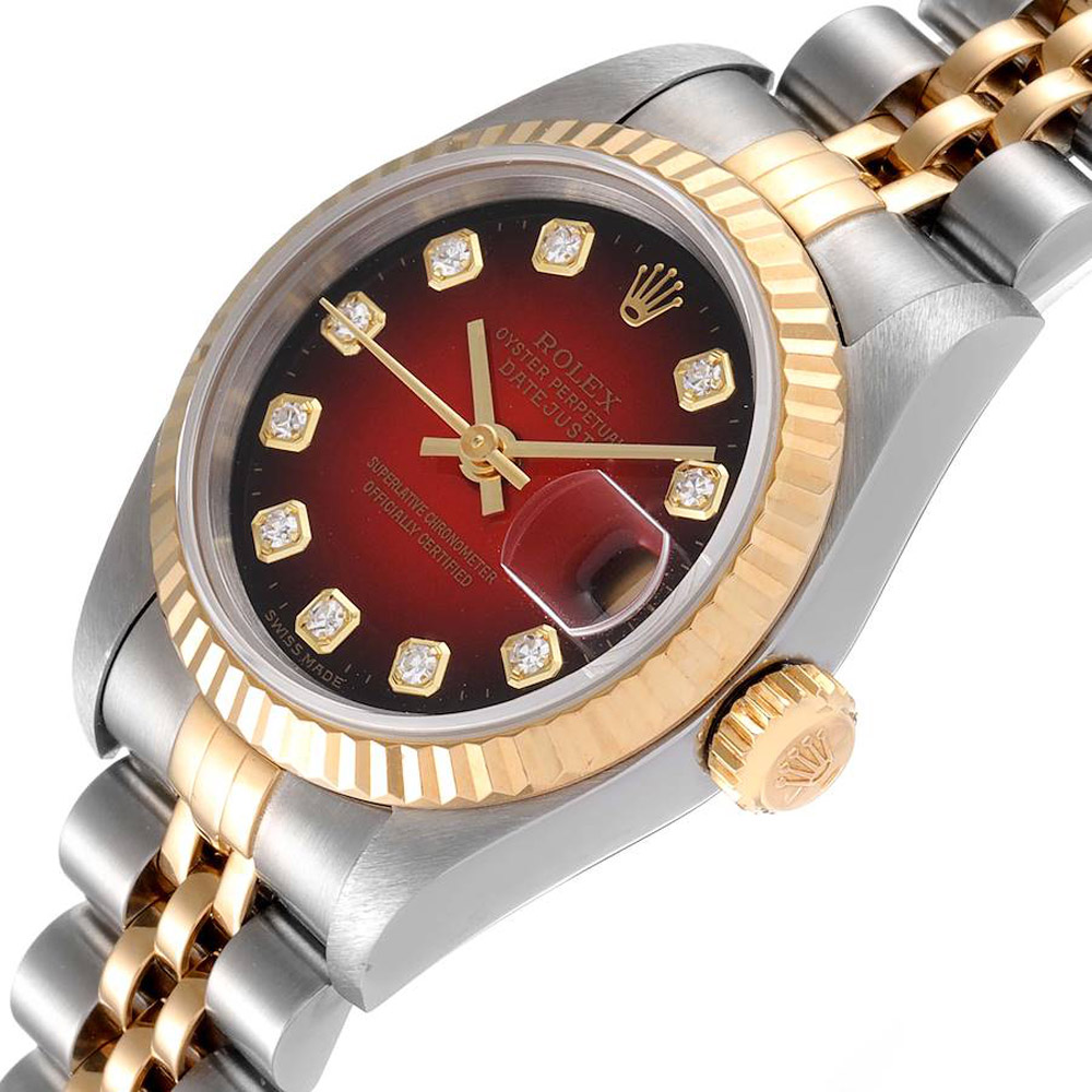 

Rolex Red Diamonds 18K Yellow Gold And Stainless Steel Datejust 79173 Women's Wristwatch 26 MM