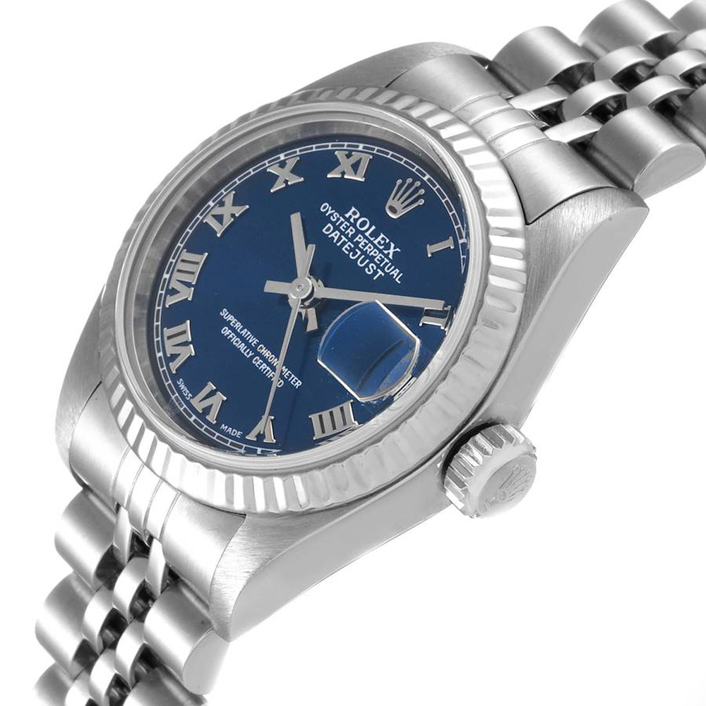 

Rolex Blue 18K White Gold And Stainless Steel Datejust 79174 Women's Wristwatch 26 MM