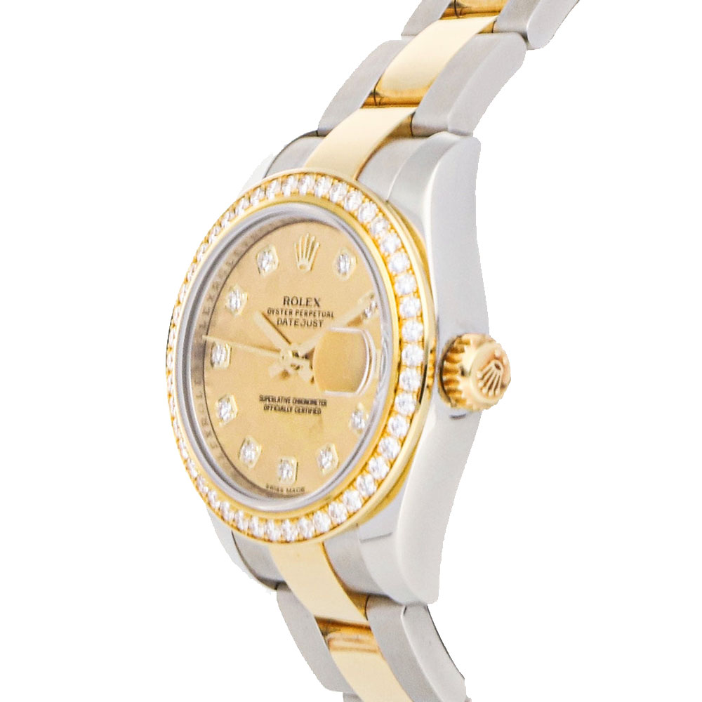 

Rolex Champagne Diamonds 18k Yellow Gold And Stainless Steel Datejust 179383 Women's Wristwatch 26 MM