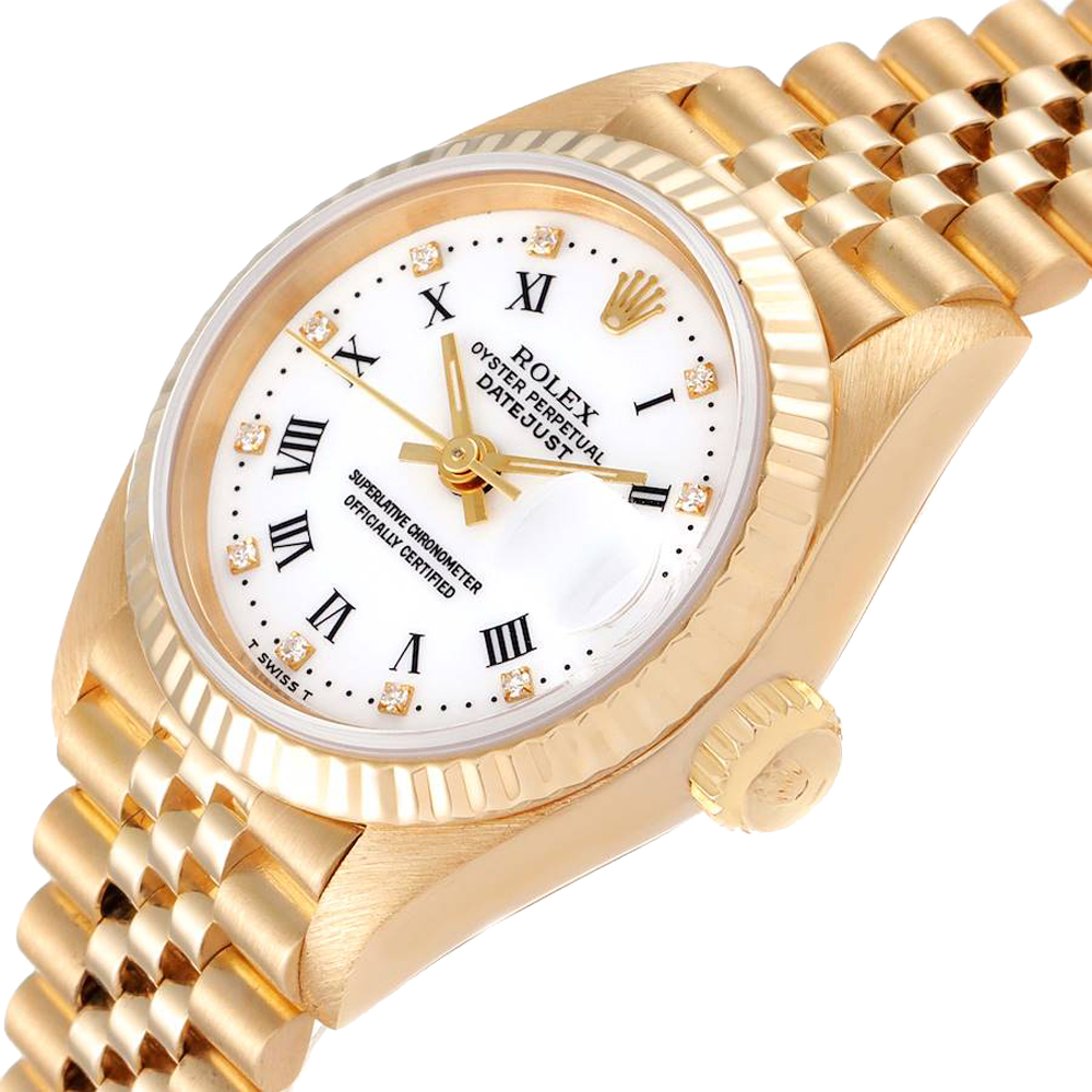 

Rolex White Diamonds 18k Yellow Gold President Datejust 69178 Women's Wristwatch 26 MM
