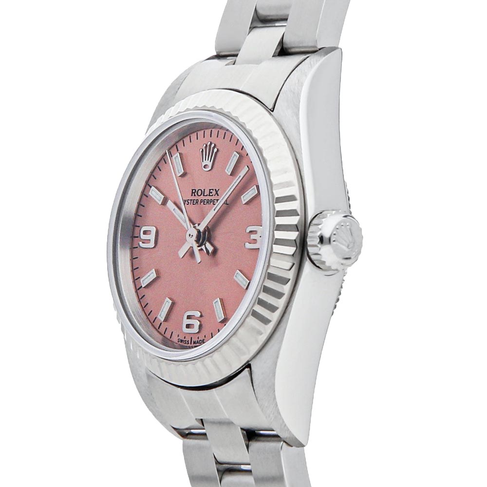 

Rolex Pink 18K White Gold And Stainless Steel Oyster Perpetual 76094 Women's Wristwatch 24 MM