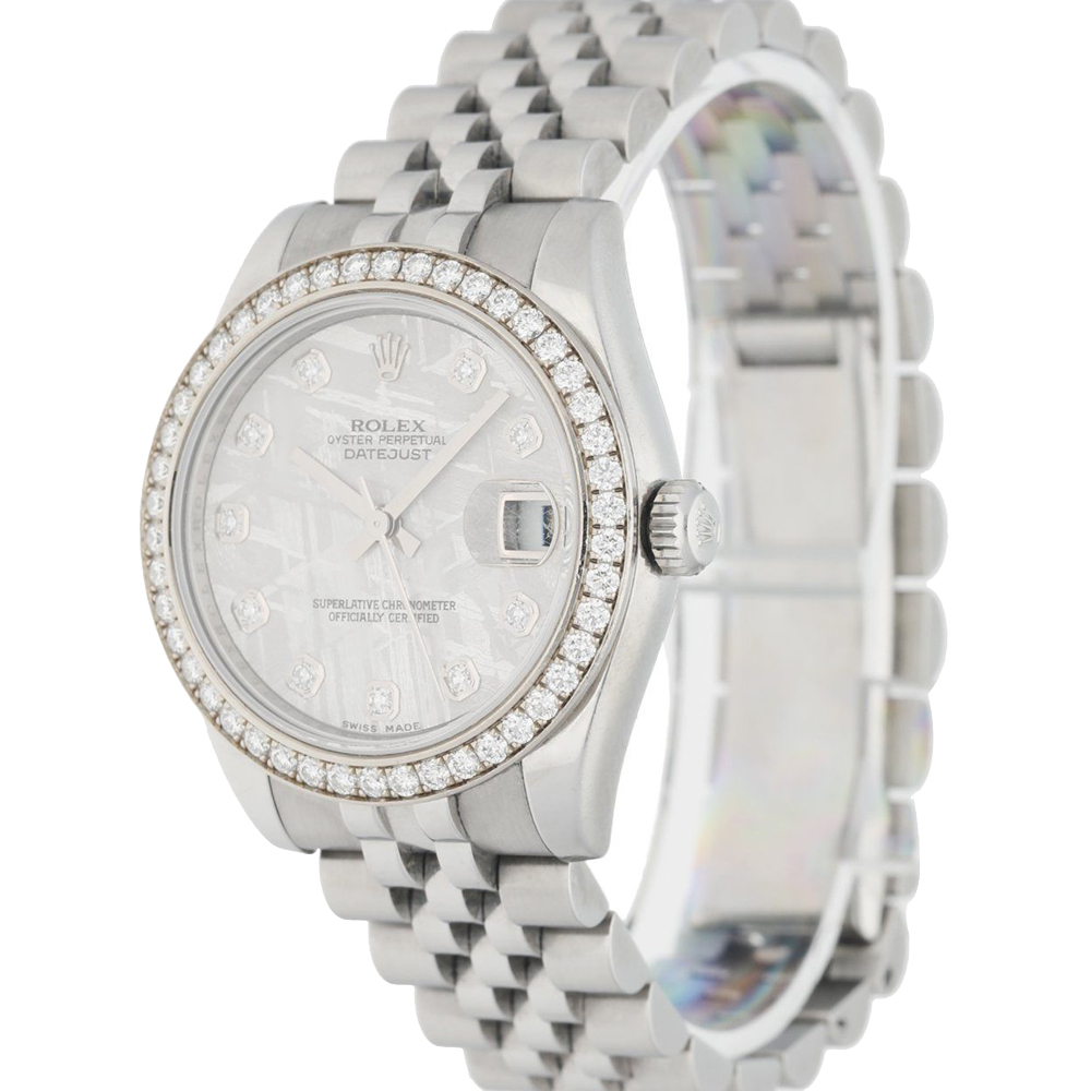 

Rolex Silver Diamonds Stainless Steel Datejust 178384 Women's Wristwatch 31 MM