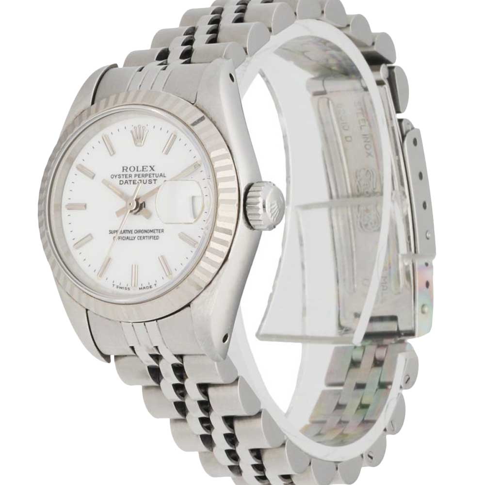 

Rolex Silver 18K White Gold And Stainless Steel Datejust 69174 Women's Wristwatch 26 MM