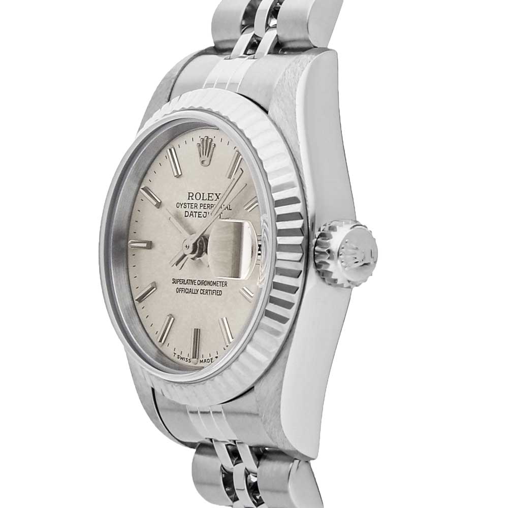 

Rolex Silver 18K White Gold And Stainless Steel Datejust 69174 Women's Wristwatch 26 MM