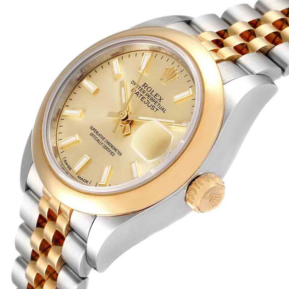 

Rolex Champagne 18K Yellow Gold And Stainless Steel Datejust 279163 Women's Wristwatch 28 MM