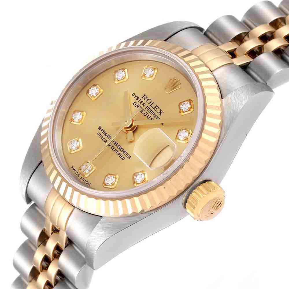 

Rolex Champagne Diamonds Yellow Gold And Stainless Steel Datejust 79173 Women's Wristwatch 26 MM