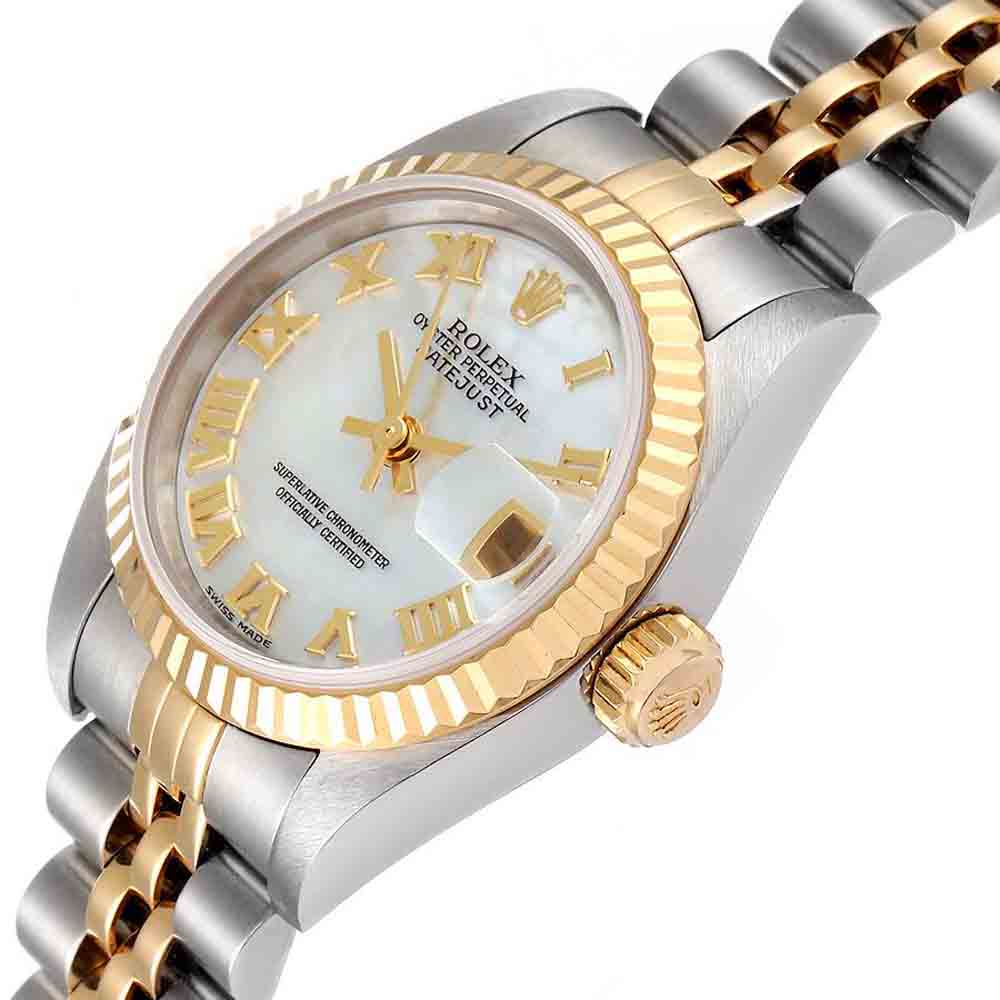 

Rolex MOP Yellow Gold And Stainless Steel Datejust 79173 Women's Wristwatch 26 MM, White